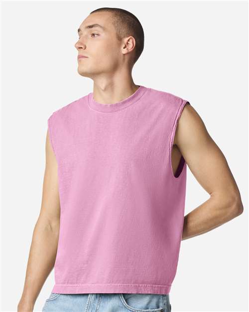 Unisex Heavyweight Cotton Garment-Dyed Mid-Length Muscle Tee